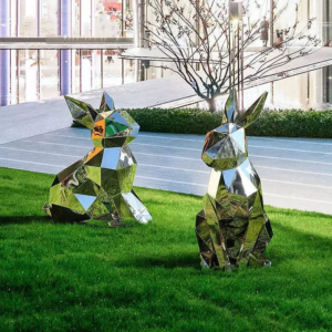 Sculpture lapin géométrique