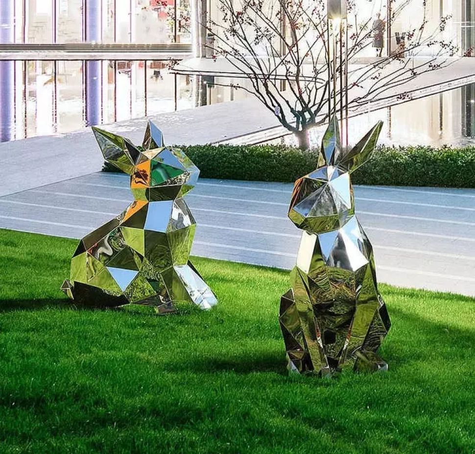 Sculpture lapin géométrique